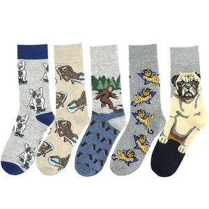 Vente en gros Funky French Bulldog Animal <span class=keywords><strong>Chaussettes</strong></span> Hommes Coloré Fou Heureux Drôle Coton Crew <span class=keywords><strong>Chaussettes</strong></span> - Product Image 1