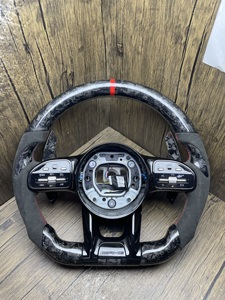 Volante in Pelle Nera Semi-Perforata con Inserti in Carbonio per <span class=keywords><strong>Mercedes</strong></span> Benz <span class=keywords><strong>CLS</strong></span> <span class=keywords><strong>C257</strong></span> W205 C63 AMG W213 C238 W463 W464 W222 C217 - Product Image 3