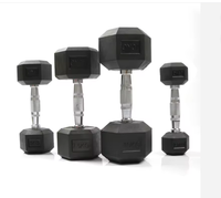 Ensemble d'haltères hexagonales en caoutchouc durable avec logo personnalisé, poids multiples, pour entraînement en salle de sport, emballage en coffret en bois
