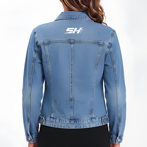 Veste en jean bleu classique pour femme, coupe ajustée, décontractée, avec boutons métalliques de qualité supérieure, service OEM - Product Image 2
