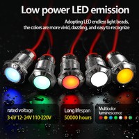 ABILKEEN Lampe de signalisation métallique 14 mm IP65 Rouge Vert Bleu 12V, voyant lumineux à montage sur panneau pour bateau marin, directement de l'usine