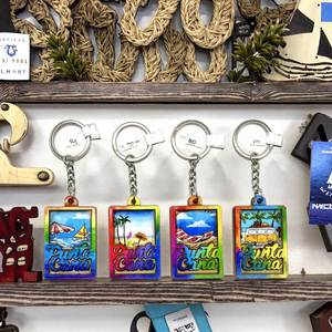 Ocean Wood Crab Footprint <b>Keychain</b> Simple Bulk Promotions <b>Customized</b> Logo Florida Souvenir MDF Keychains Factory Direct - Product Image 3