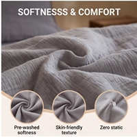 Parure de lit en mousseline de coton premium 100 % respirante, tricotée, double gaze, tissée 400 fils, 4 pièces, vente en gros, tailles King et Queen