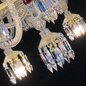 Lampadario <span class=keywords><strong>Moderno</strong></span> di Lusso Classico a LED con Ampio Paralume in Tessuto e Cristalli Rossi per Villa, Hotel, Matrimoni e <span class=keywords><strong>Soggiorno</strong></span> - Product Image 6