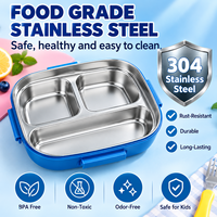 Boîte à lunch portable en acier inoxydable 304 avec couvercle en PP, chauffable, pour bébé, enfant, étudiant, camping en plein air, pique-nique, contenant alimentaire
