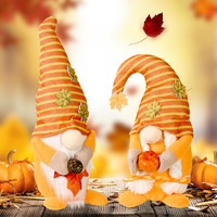 Poupée d'elfe en peluche Rudolph Gnome à la main, ornement d'automne rayé d'automne pour les décorations de Thanksgiving et d'Halloween
