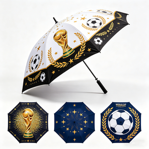 Parapluie de golf personnalisé de style sportif, extra large, à ouverture automatique, imperméable et coupe-vent, avec impression intégrale de football et logo - Product Image 3