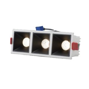 3*7W 3 Têtes Projecteurs LED Encastrables COB en Aluminium, Découpe 55*175mm, Ra95/Ra97, Anti-éblouissement, IP44, Pour Entrepôt, Angle de Faisceau 12-36° - Product Image 1