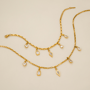 OFERTA LOCURA DE SEPTIEMBRE: Conjunto de Collar y Pulsera Boho con <span class=keywords><strong>Disco</strong></span> de Lágrima y Circones, en Caja Elegante, de Acero Inoxidable PVD Dazan INS, Joyería para Dama, Regalo - Product Image 5