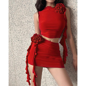 Gran oferta 2024, vestido de urdimbre ajustado informal <span class=keywords><strong>elegante</strong></span> personalizado, Top corto <span class=keywords><strong>Terno</strong></span> sin mangas <span class=keywords><strong>para</strong></span> <span class=keywords><strong>mujer</strong></span> Sexy y minifaldas, traje, conjuntos de 2 piezas - Product Image 3