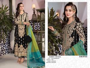 Heavy Faux Georgette con bordado trabajo paquistaní Salwar traje para boda y fiesta colección de ropa para cantidad al por mayor - Product Image 5