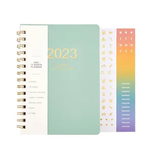 Cuaderno de cubierta de cartón, planificador mensual semanal, cuaderno diario de tapa dura en espiral personalizado