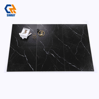 Carreaux de porcelaine effet marbre Nero Marquina 600x600mm - Antibactériens, antidérapants, design moderne pour salle de bain, appartement, villa, bordures et accents