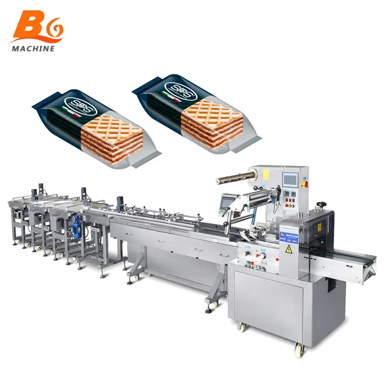 BG многофункциональная автоматическая упаковочная линия для производства печенья, вафель, маффинов, хлеба, булочек