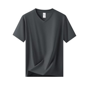 T-shirt basic estiva a maniche corte in misto cotone e modal da <span class=keywords><strong>uomo</strong></span> con logo personalizzato, unisex, casual, con <span class=keywords><strong>scollo</strong></span> a V, per <span class=keywords><strong>uomo</strong></span> e donna. - Product Image 2