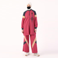 Hızlı Kuruyan Nefes Alabilen Hafif Uzun Kollu Polyester/Pamuk Özelleştirilebilir Tesettür Spor Giyim İki Parçalı Aktif Spor Seti Kadın