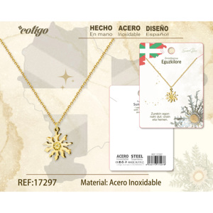 Collana Trendy a Forma di Girasole in Acciaio Color Oro con Diamanti e Perle Incastonati, Catena in Lega e Ottone per Regali e Fidanzamenti - Product Image 1