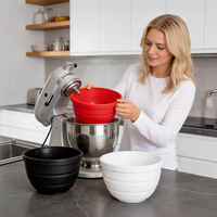 Pelapis Mangkuk Mixer Silikon Lipat untuk Mixer Stand Tilt Head 5 Quart, Sisipan Lipat dengan Tutup, Aksesori Memanggang Hemat Ruang
