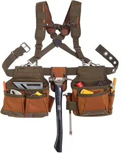重型大容量电工工程师腰部工具带包，带坚固可调吊带扣