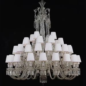 Lámpara de Araña de Cristal Decorativa Personalizada para Bodas, con Pantallas de Tela Blanca de Lujo, Estilo Baccarat - Product Image 3