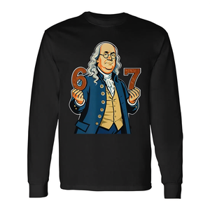 Camiseta de Manga Larga con Estampado Digital de Ben Franklin, Seis Siete 6 7, Historia Americana, Cuello Redondo, Unisex, para Adultos, Promocional - Product Image 3