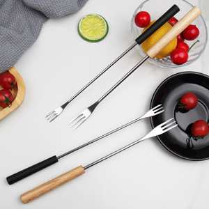 Conjunto de Garfos de Frutas Modernos com Cabo de Madeira PP, Minimalistas, Seis Peças, com Garfos de Queijo e para Hot Pot Estilo Ocidental - Product Image 1