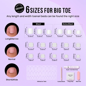 BTArtbox - Uñas Postizas Francesas Personalizadas al por Mayor, Uñas Artificiales Cortas y Cuadradas, Uñas Postizas Blancas de Gel Suave, Juego de Uñas Postizas a Presión - Product Image 6