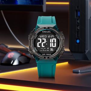 Montre numérique sportive SMAEL 8112 Chrono en plastique, lumineuse, étanche, tendance, colorée, avec alarme et bracelet en silicone - Product Image 5