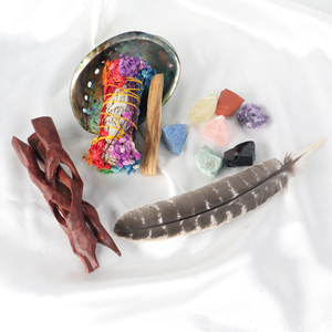 Factory Sale Sage Smudging Kit Set Includes <b>Crystal</b> Sage Shells Bowl Wooden Holder Turkey Feather - Product Image 1
