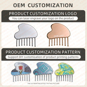 Planche Gua Sha et peigne de massage du cuir chevelu 2-en-1 en acier inoxydable de qualité supérieure, motif lapin personnalisé, outil de beauté - Product Image 3