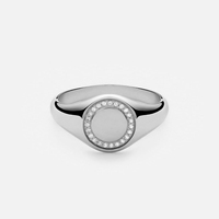Nom de logo laser gratuit personnaliser zircon halo chevalière bague en argent sterling 925 bijoux pour femmes