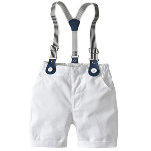 Verano nuevos conjuntos <span class=keywords><strong>de</strong></span> ropa para niños Caballero estrellas camisa impresa completa Correa pantalones cortos tejidos trajes - Product Image 5