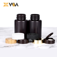 Récipient HDPE noir direct d'usine 150-200ml avec capuchon à double verrouillage, pot de col de 47mm bouteille de supplément