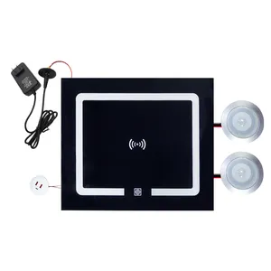 Çok İşlevli kablosuz şarj DIY komidin modülü akıllı ev aksesuarları ile Bluetooth hoparlör cam Panel dokunmatik ekran lambası