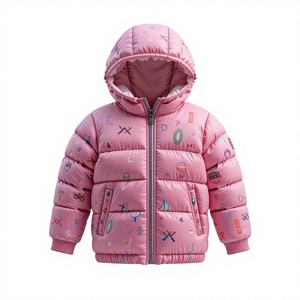 Veste coupe-vent matelassée légère et respirante rose pour bébés et jeunes enfants, 75 % écologique, personnalisable, imperméable et chaude - Product Image 1