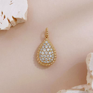 Liontin Berlian Buatan Laboratorium Emas 18K Bentuk Pir, Perhiasan Vintage Elegan, Kalung Liontin untuk Wanita, Rantai Berlian, Perhiasan Berlian Buatan Laboratorium - Product Image 2