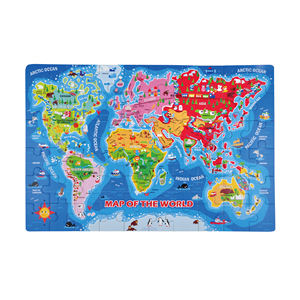 Rompecabezas de mapa del mundo de madera 3d para Educación Temprana, mapa del mundo personalizado de 45x30cm, 60 uds. - Product Image 2