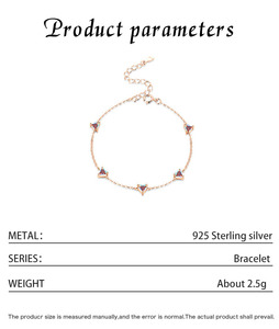 Pulsera de Cadena Plateada en Plata S925 con Cristal Tallado en Triángulo y Diamantes de Imitación, Diseño Geométrico Minimalista, Joyería para Uso Diario de Mujer - Product Image 2