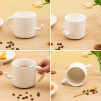 Mug en porcelaine avec poignée en forme de dessin animé mignon, motif visage souriant personnalisé, tasse à café en céramique