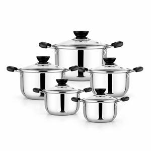 Ensemble cadeau de 5 pièces, batterie de cuisine en acier inoxydable, casserole avec poignée et couvercle transparent - Product Image 1