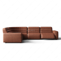 Canapé modulaire en cuir pleine fleur de luxe moderne FERLY, inclinable électriquement, en forme de L, avec appuie-tête électrique, pour villa