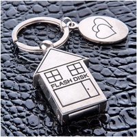 Clé USB 2.0 en métal personnalisée avec logo, en forme de maison, nouveau cadeau créatif pour l'immobilier et la construction, 8 Go/16 Go/32 Go/64 Go/128 Go