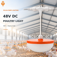 Lampe LED pour volailles 48V DC Plug and Play, étanche IP67, sans scintillement, à intensité variable, pour élevages de poulets de chair, pondeuses et reproducteurs