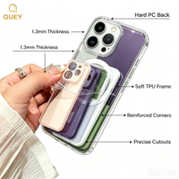 Coque de téléphone miroir en gros pour 17 Pro Max, 6 couleurs, coque en TPU sans cadre, protection d'objectif d'appareil photo, antichoc, paysage urbain