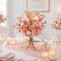 Boule de fleurs artificielles en soie rose, arrangement floral pour mariage, fête, décoration de la maison, centre de table