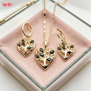 Hengdian Big Fashion 18K Gold Plated Cheap <strong>Jewellery</strong> Heart Tree Shape Enamel ZIRCON Jewelry <strong>Set</strong> <strong>for</strong> <strong>Women</strong> - Product Image 5
