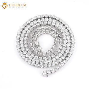 สร้อยคอเทนนิสเพชรทรงคลาสสิคแบบสั่งทำพิเศษจาก Goldleaf ทองคำขาว 10k เพชร D VVS ทรงเหลี่ยม ผลิตในห้องปฏิบัติการ รับรองโดย IGI สำหรับงานแต่งงานและงานหมั้น - Product Image 1