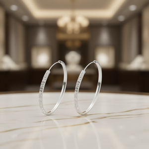 Orecchini a Cerchio in Oro Bianco E4264, Design Geometrico, Stile Classico, Gioielli Unisex di Alta Qualità - Product Image 2