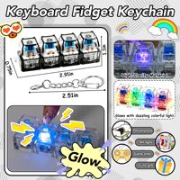 RGB LED Light Mechanical Keyboard Fidget Keychain Transparent PC Keycap Switch Clicker Stress Relief Toy DIY Custom Logo Gift