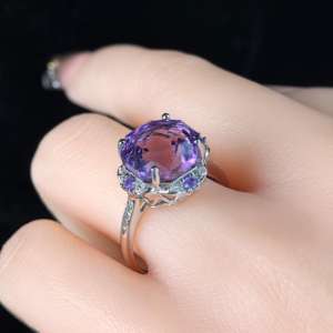 925 כסף טבעי עלה המילניום חתך אמתיסט תכשיטים משובצים רודודיום באיכות גבוהה מצופה מסיבות נשים - Product Image 6